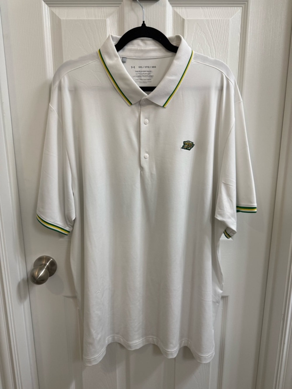 Under Armour 2024 Masters Pimento Playoff Polo with Green & Yellow Trim